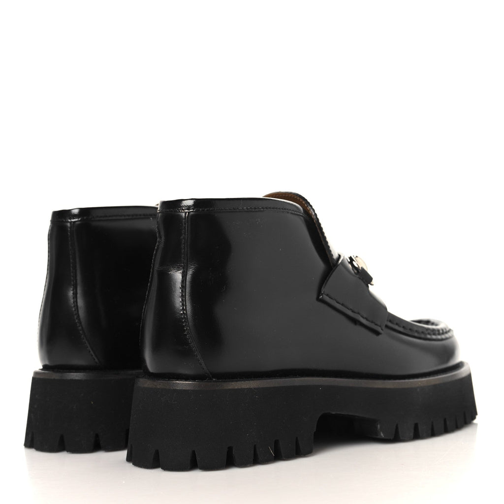 CORDOVAN LUX WOMENS HORSEBIT PLATFORM ANKLE BOOTS BLACK