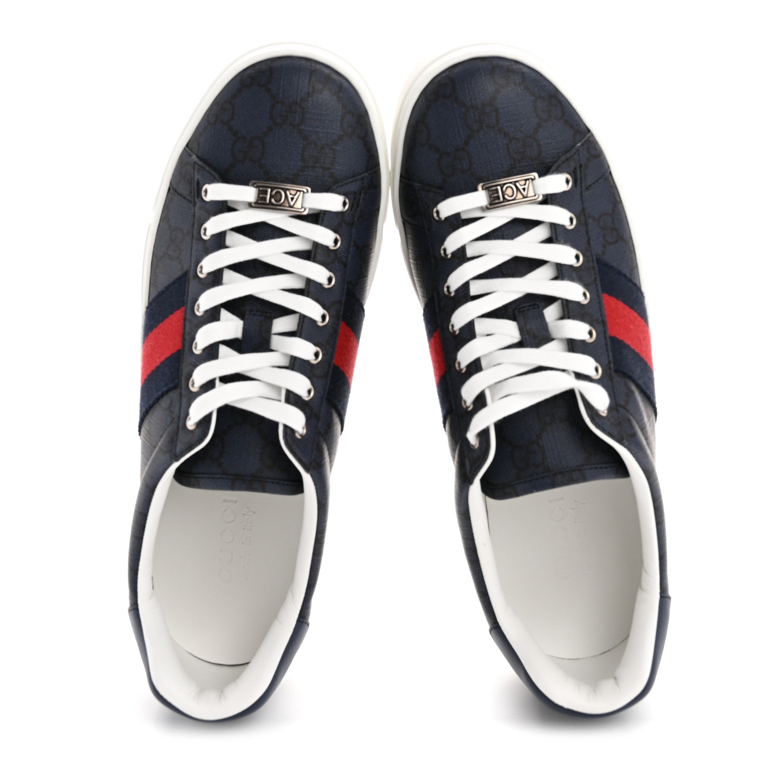 GG SUPREME MONOGRAM WEB MENS NEW ACE SNEAKERS DARK BLUE