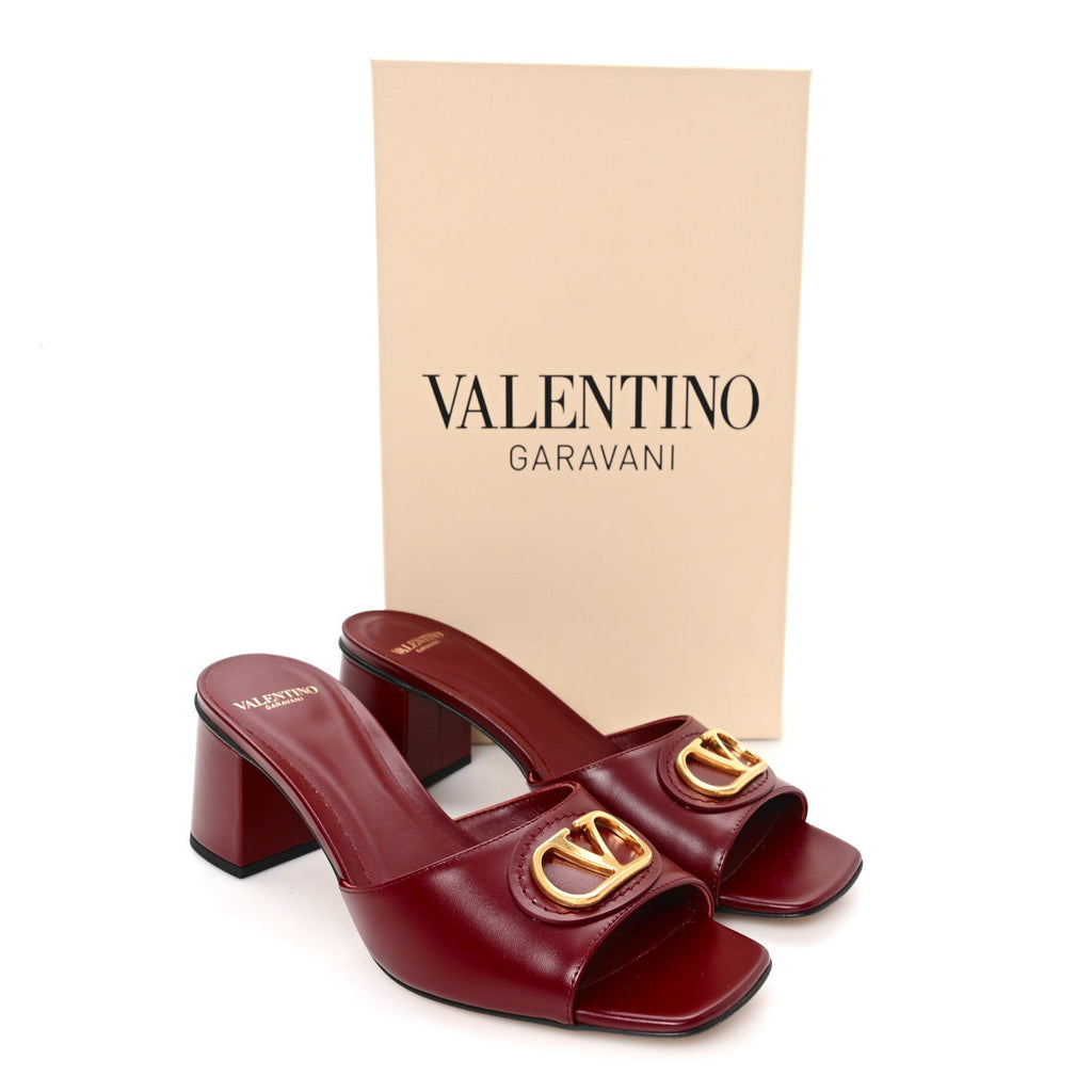 CALFSKIN VLOGO 45MM SLIDE SANDALS BRICK