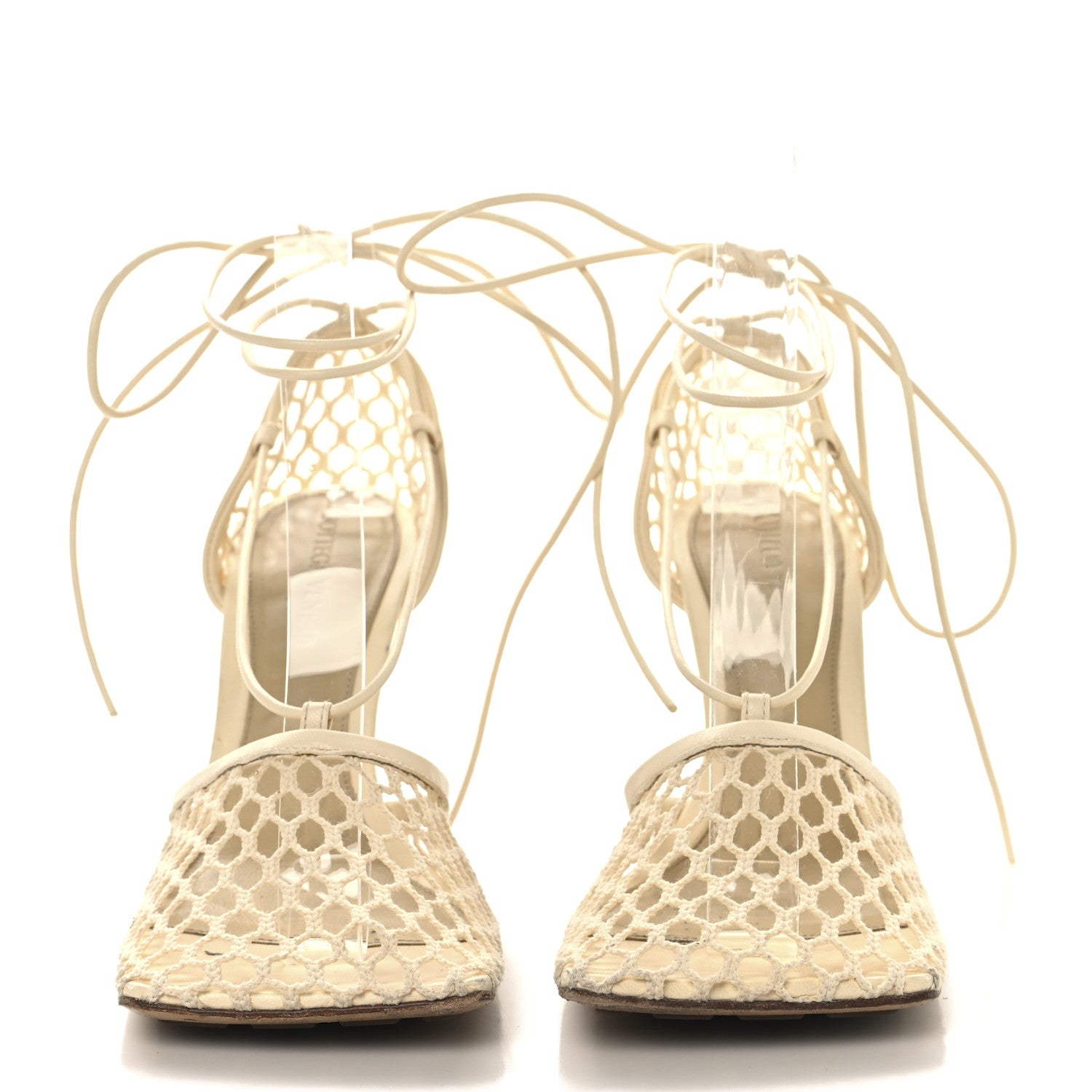 MESH NAPPA STRETCH ANKLE TIE SANDALS TOILE