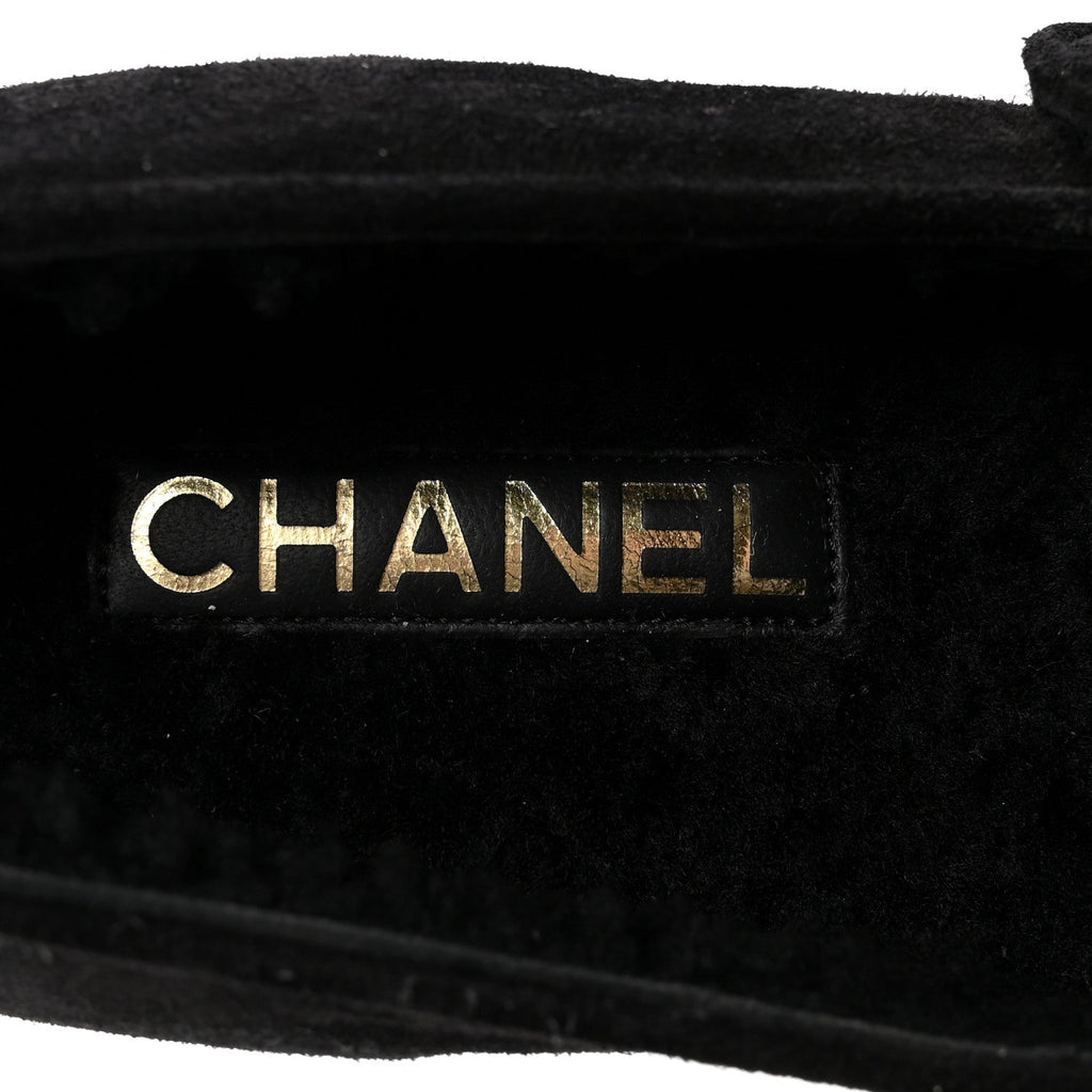 SUEDE CAP TOE CC MARY JANE FLATS BLACK