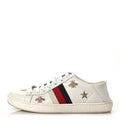 CALFSKIN BEE STAR EMBROIDERED SYLVIE WEB ACE SNEAKERS WHITE