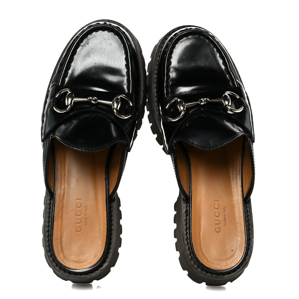 MAGNUM CALFSKIN WOMENS HORSEBIT PLATFORM MULES BLACK