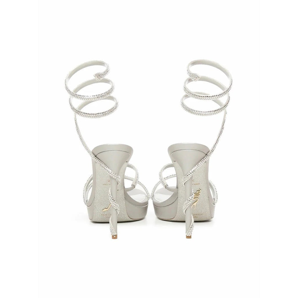 René Caovilla Margot Platform Sandal With Butterflies 120 - Silver (no butterflies)