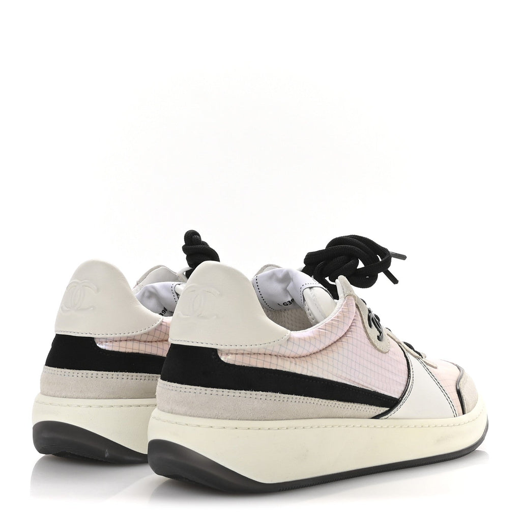 SUEDE FABRIC CALFSKIN WOMENS CC SNEAKERS PINK GREY WHITE