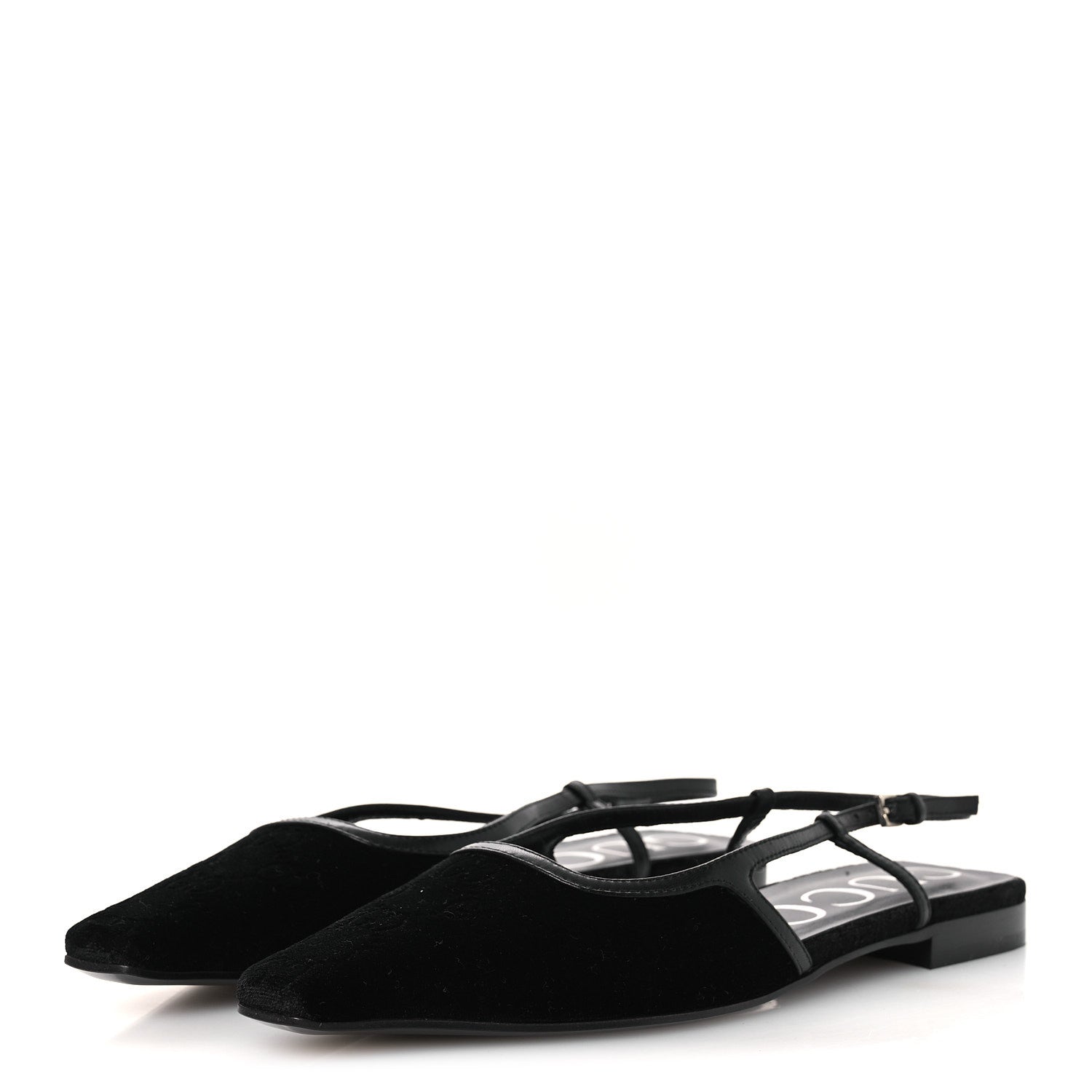 VELVET GG MONOGRAM SLINGBACK BALLET FLATS BLACK