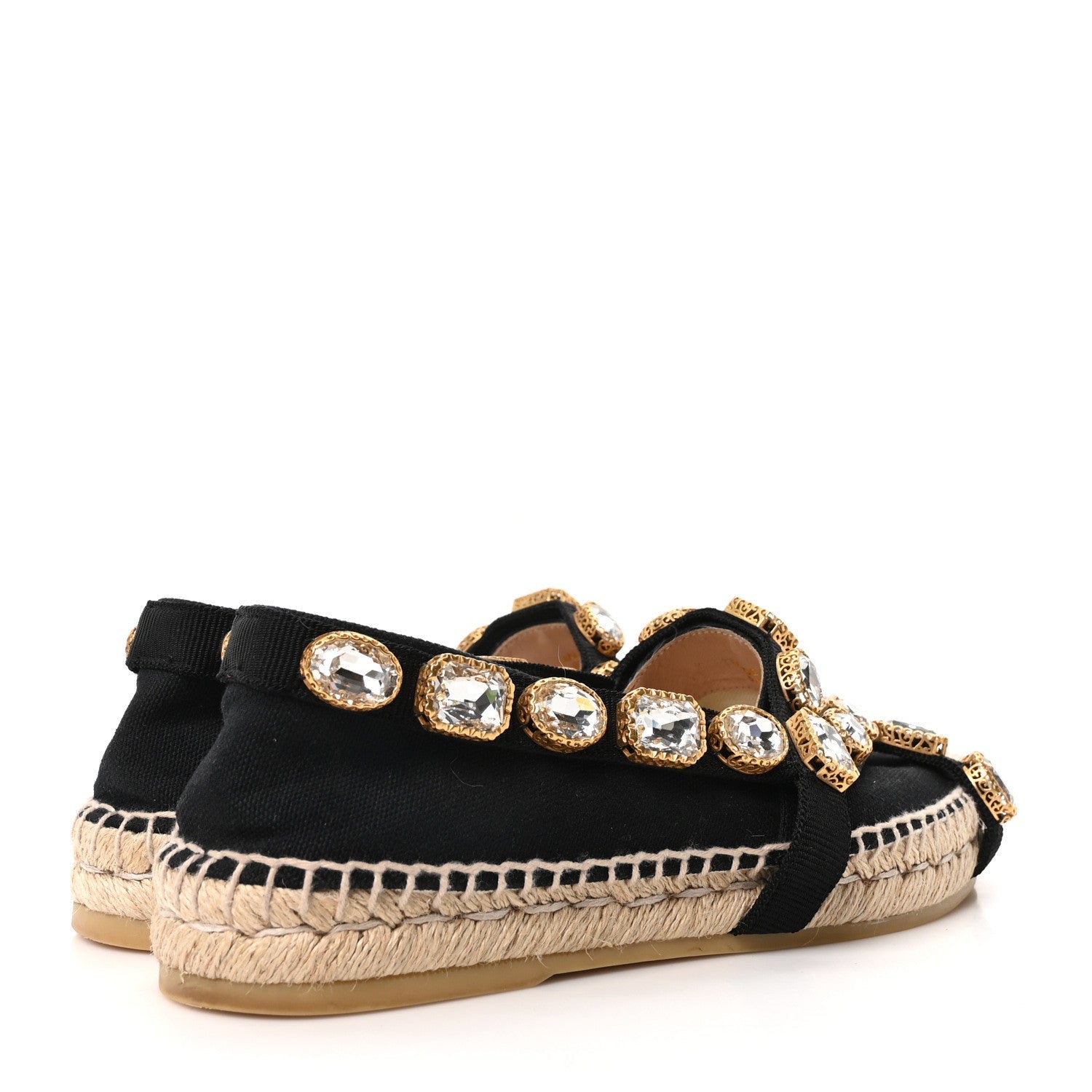 CANVAS CRYSTAL EMBELLISHED ESPADRILLES BLACK