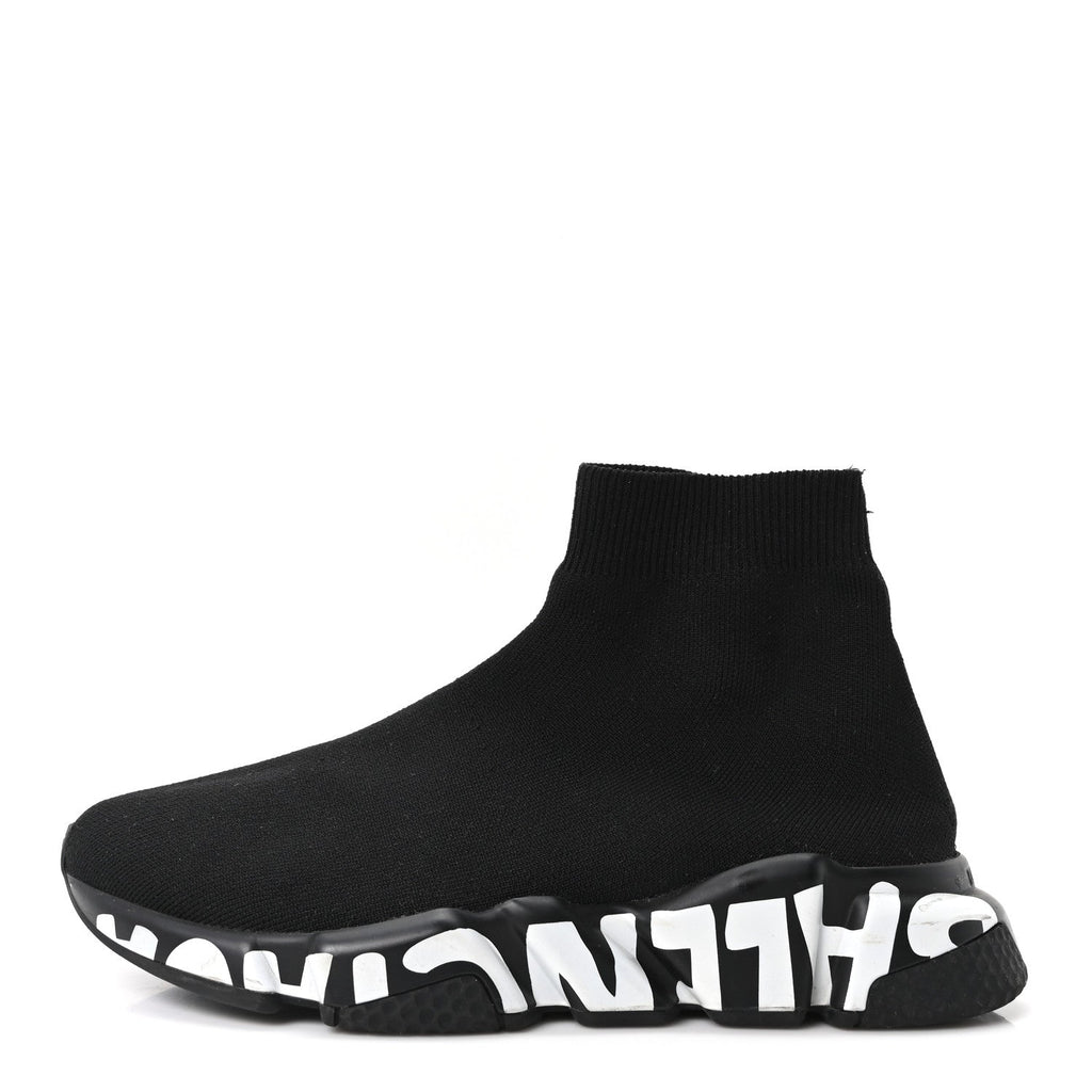 NEOPRENE KNIT WOMENS SPEED GRAFFITI SNEAKERS BLACK WHITE