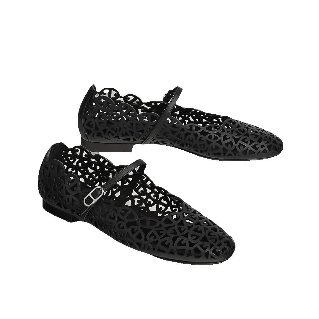 Hermès Lilia Ballet Flat Beige - Black (different model - cutout)