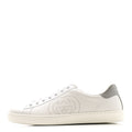 CALFSKIN INTERLOCKING G PERFORATED MENS ACE SNEAKERS WHITE GREY SKY