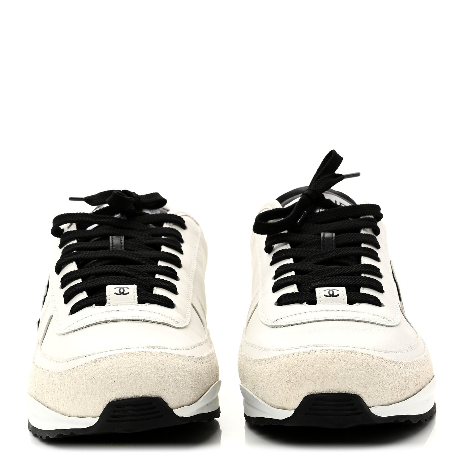CALFSKIN SUEDE CC MENS SNEAKERS WHITE BEIGE BLACK