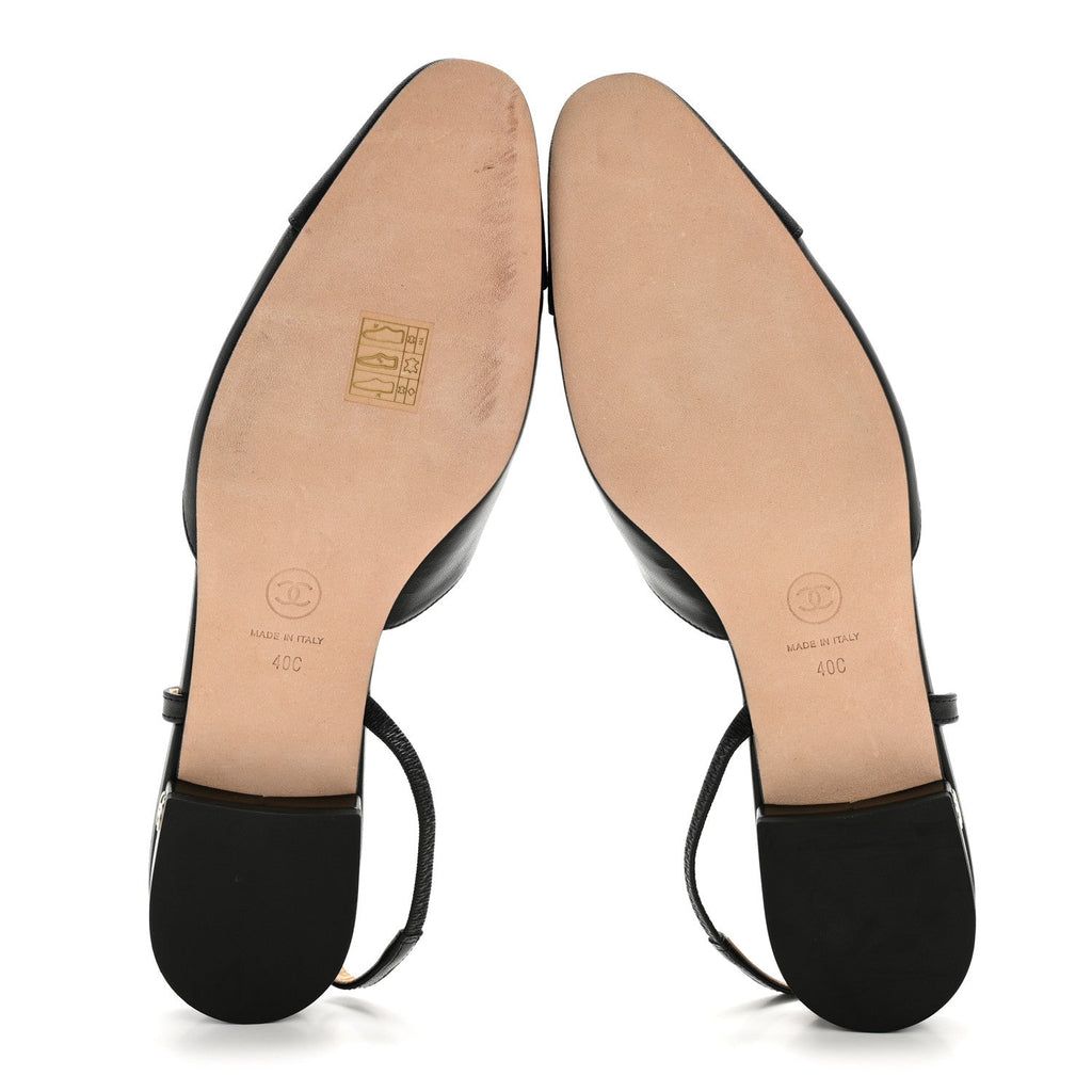 GOATSKIN GROSGRAIN CAP TOE CC SLINGBACK SANDALS BLACK