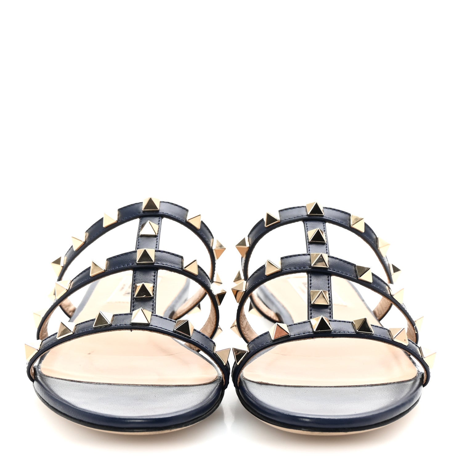 NAPPA ROCKSTUD CAGED FLAT SLIDE SANDALS MARINE