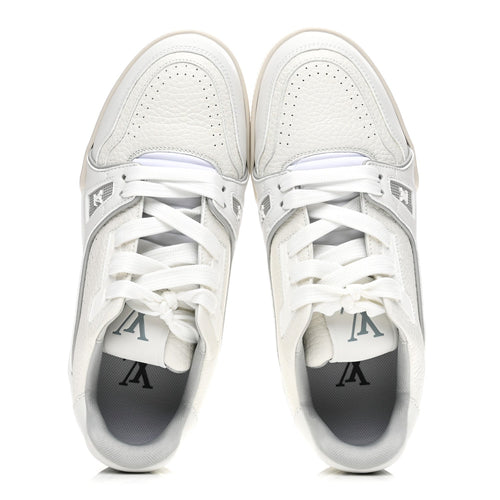 GRAINED CALFSKIN WOMENS LV TRAINER SNEAKERS WHITE