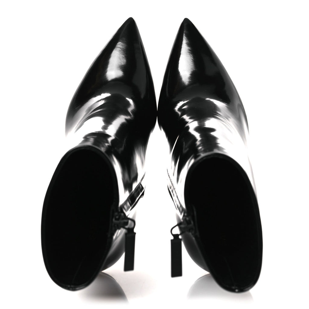 GLAZED CALFSKIN OPYUM ANKLE BOOTS BLACK