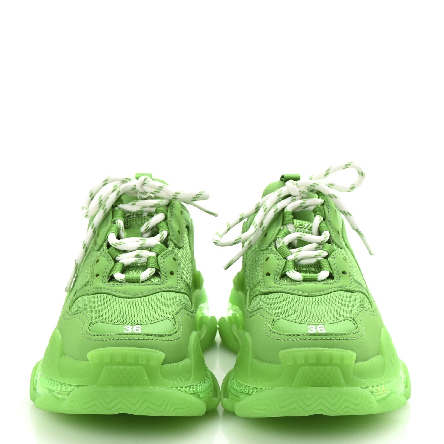 FABRIC MESH CLEAR SOLE WOMENS TRIPLE S SNEAKERS FLUO GREEN