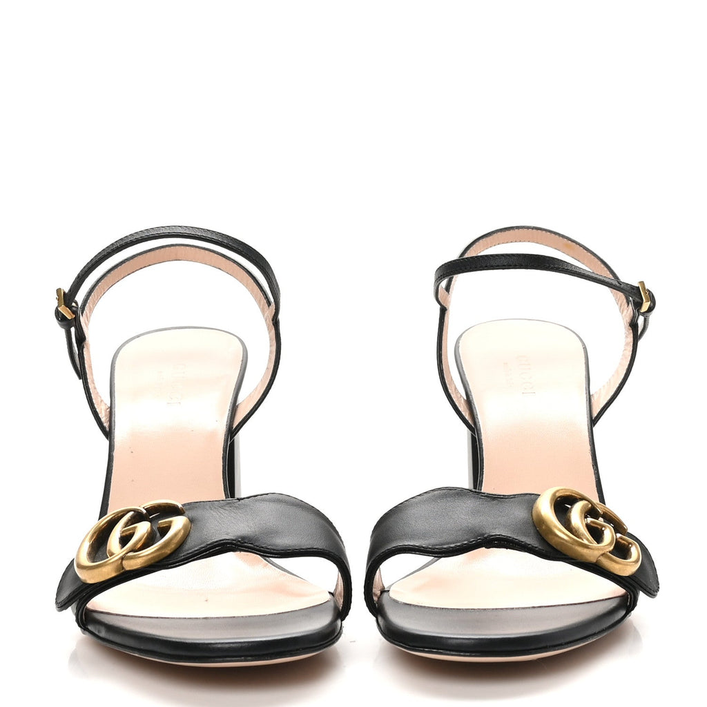 LIFFORD CALFSKIN GG MARMONT ANKLE WRAP 75MM SANDALS BLACK
