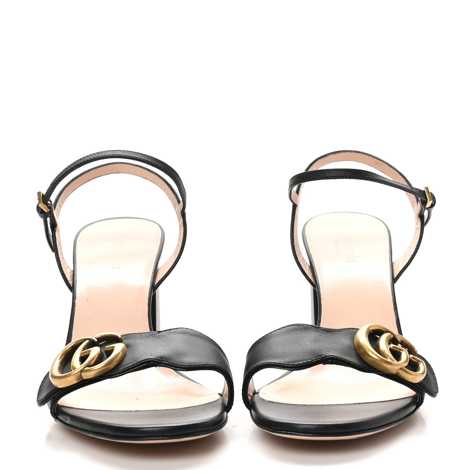 LIFFORD CALFSKIN GG MARMONT ANKLE WRAP 75MM SANDALS BLACK