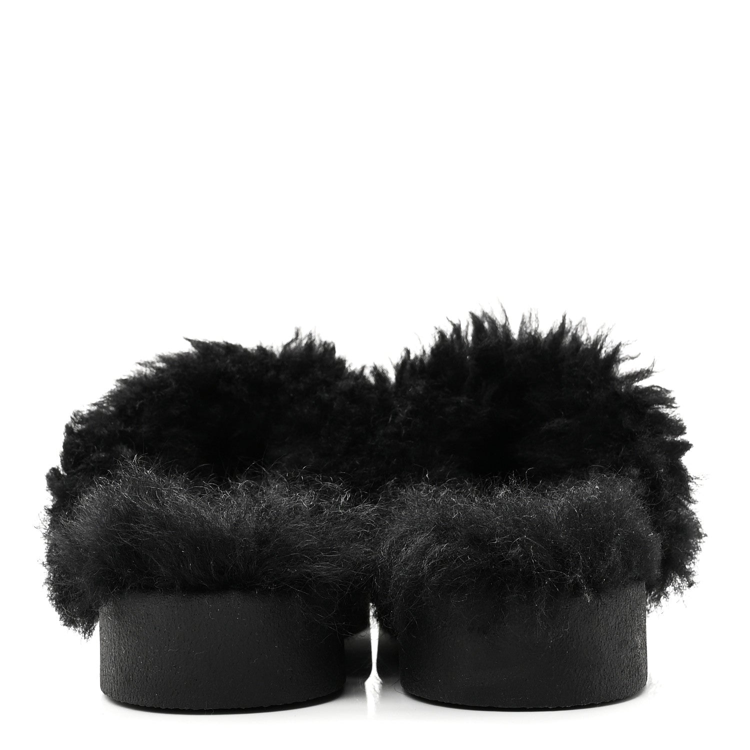 SUEDE SHEARLING CC CAP TOE MULES BLACK