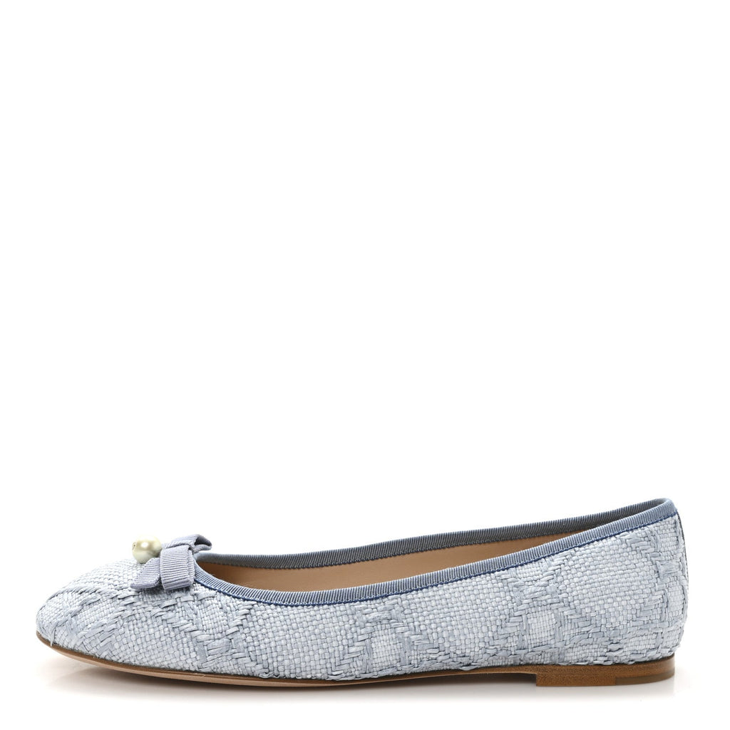 RAFFIA CANNAGE BALLET FLAT BLEU PASTEL