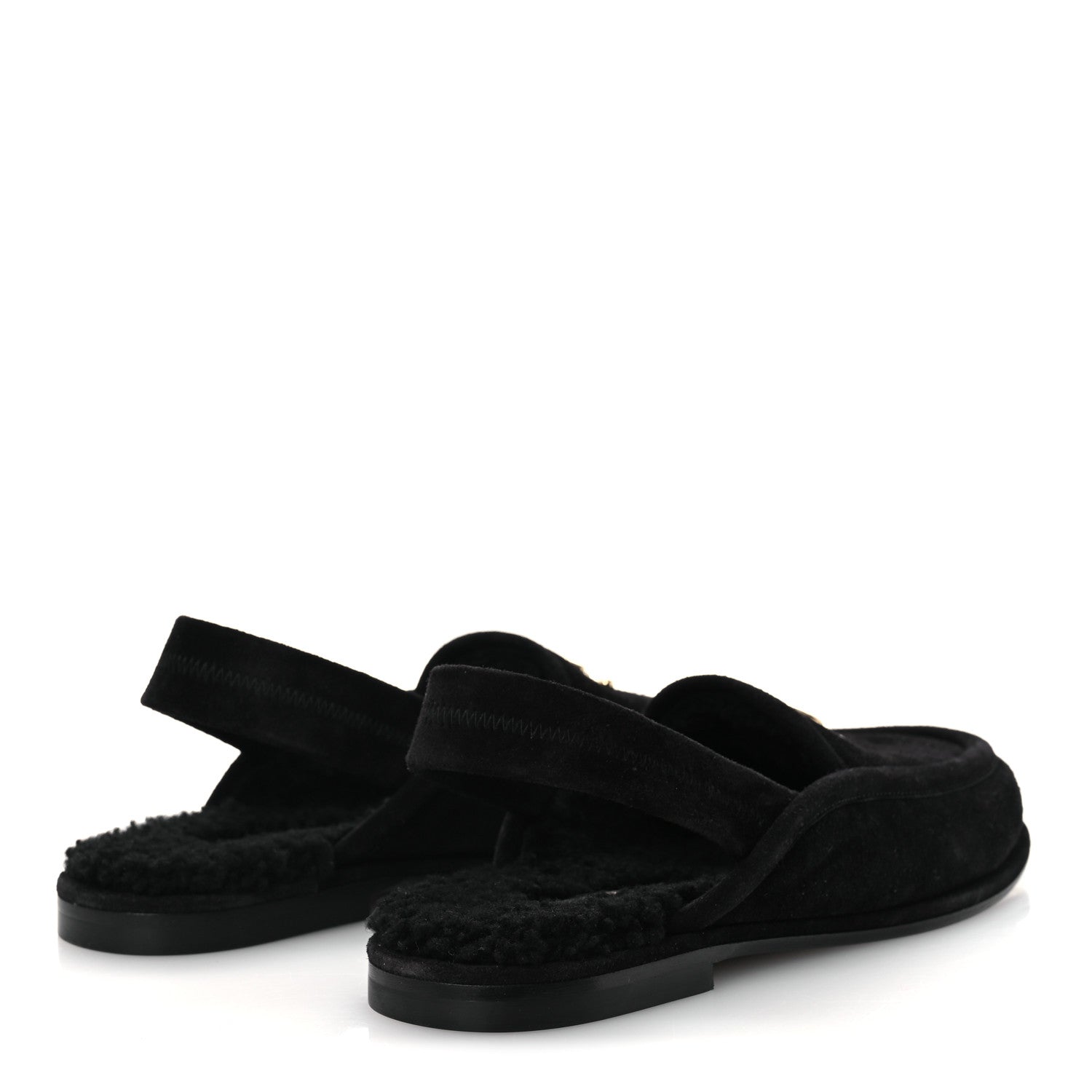 SUEDE CALFSKIN CC SLINGBACK LOAFERS BLACK