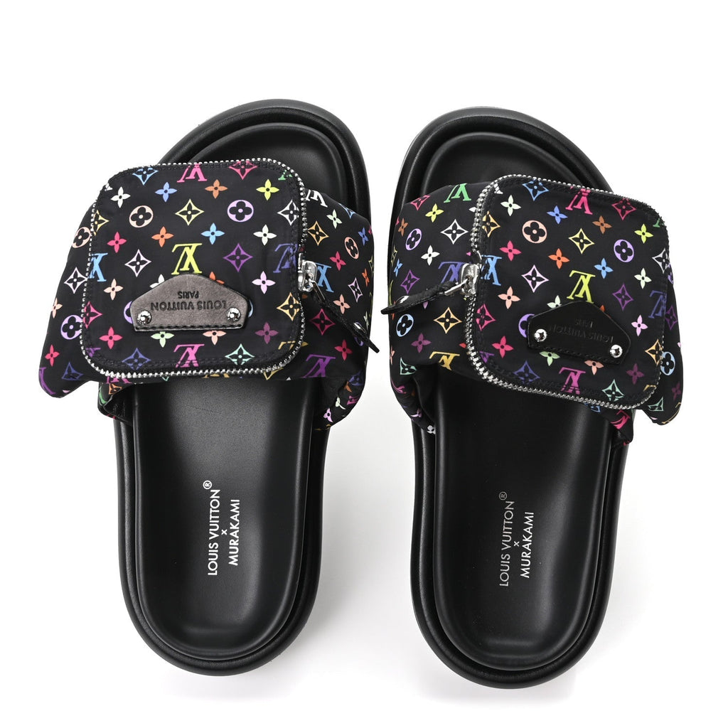 LV X TM MONOGRAM MULTICOLOR POOL PILLOW FLAT COMFORT MULE BLACK