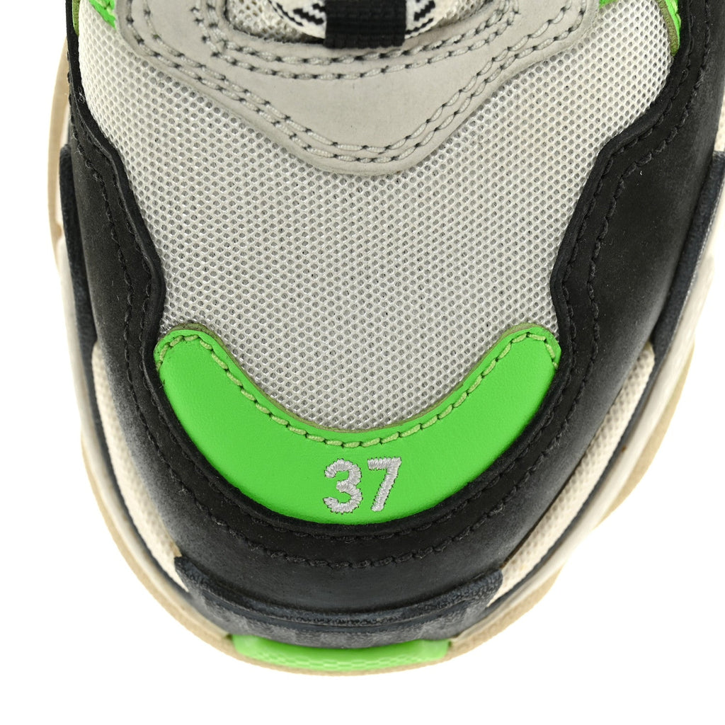 FABRIC MESH WOMENS TRIPLE S SNEAKERS WHITE GREEN FLUO BLACK