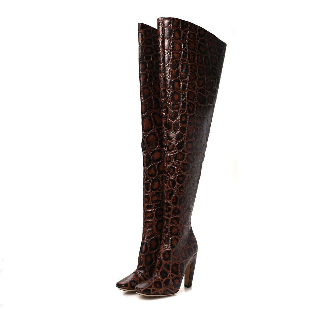CROC EFFECT CANALAZZO OVER THE KNEE BOOTS BARREL