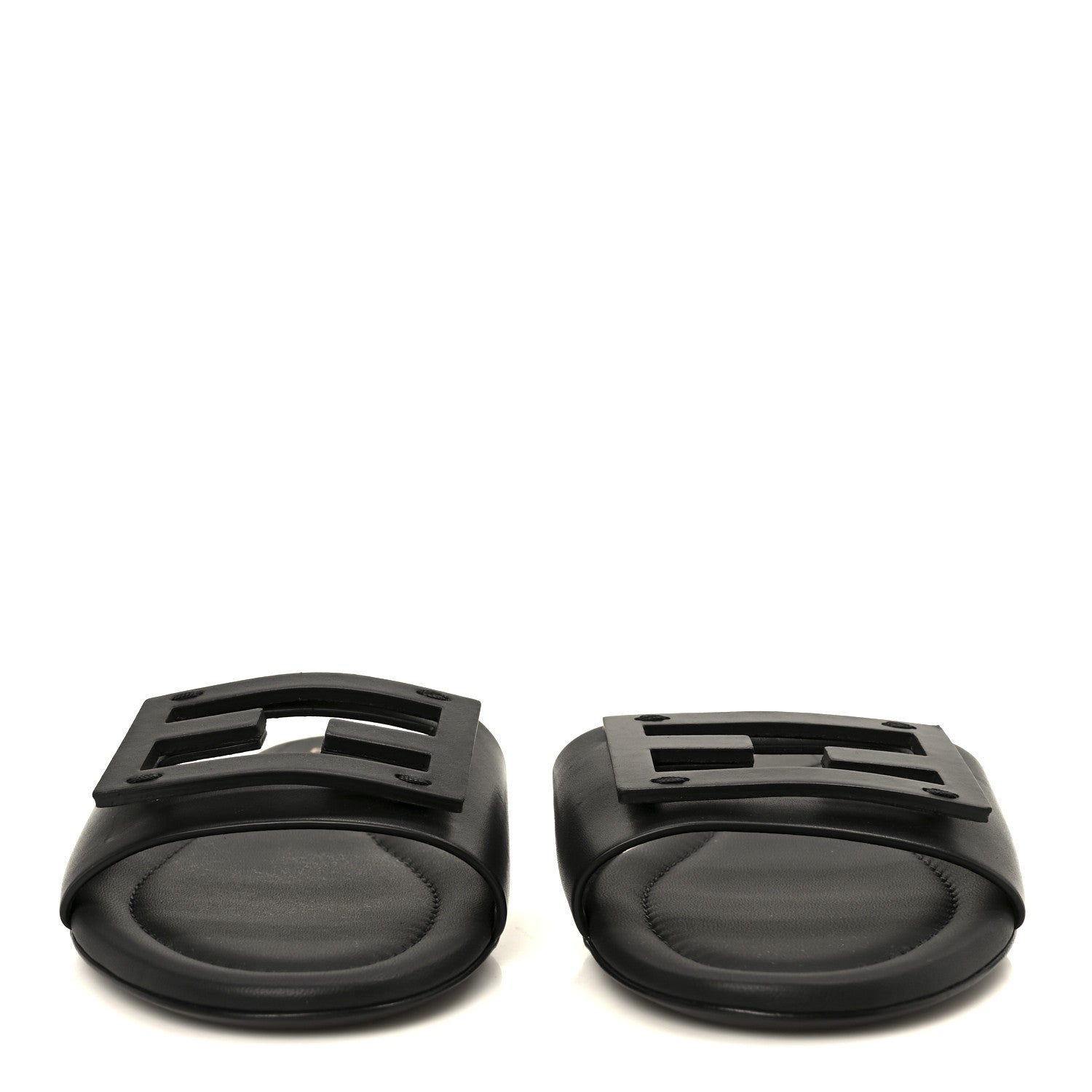 FENDI BAGUETTE FLAT SLIDE IN BLACK CALFSKIN