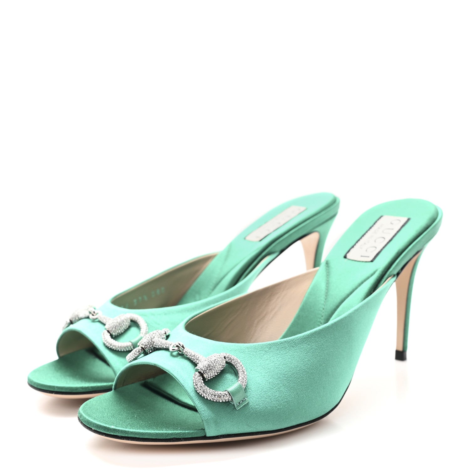 RASO SETA MALAGA KID CRYSTAL HORSEBIT SANDALS JADE CARIBBEAN GREEN