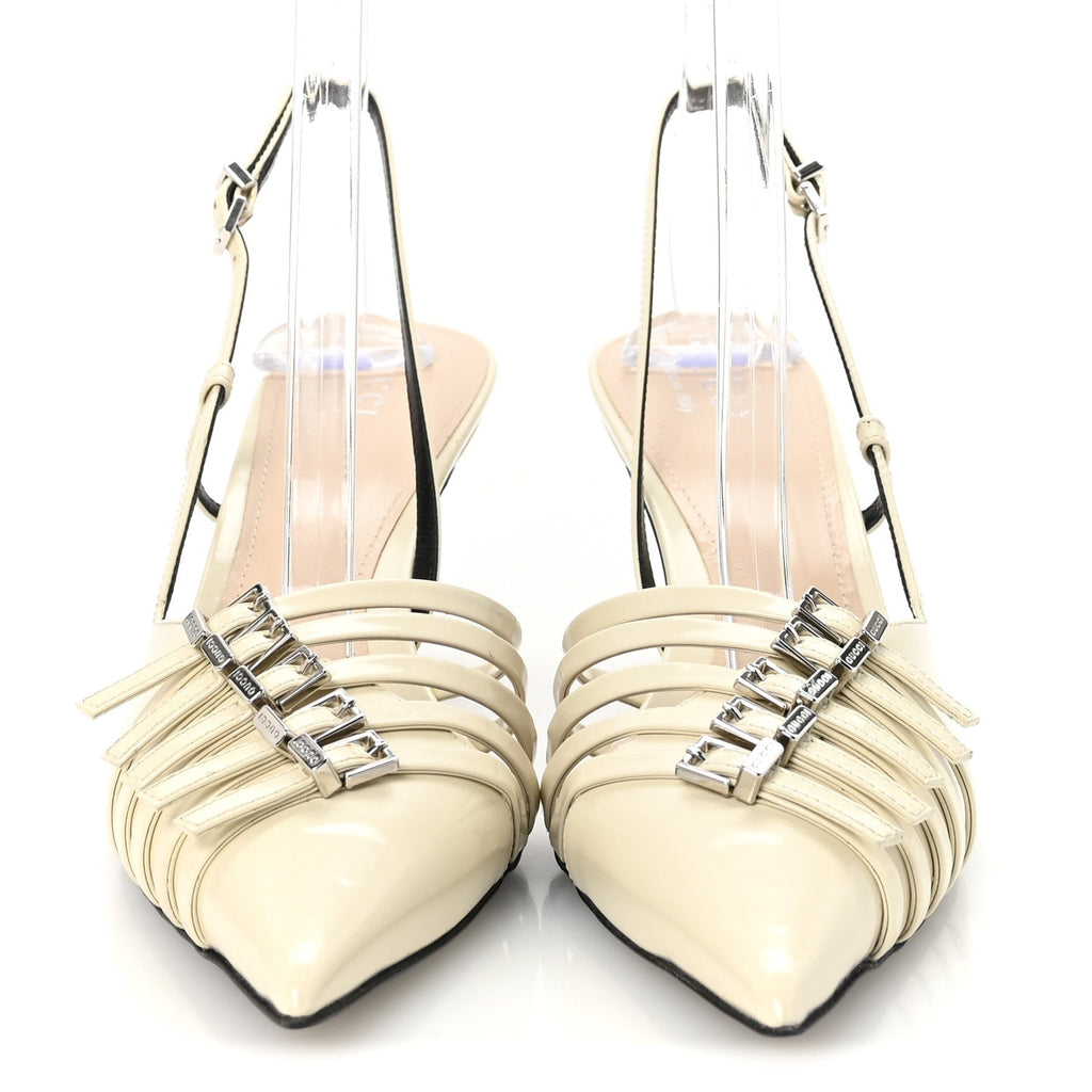 PATENT REGENTS SLINGBACK PUMPS NEW IVOIRE