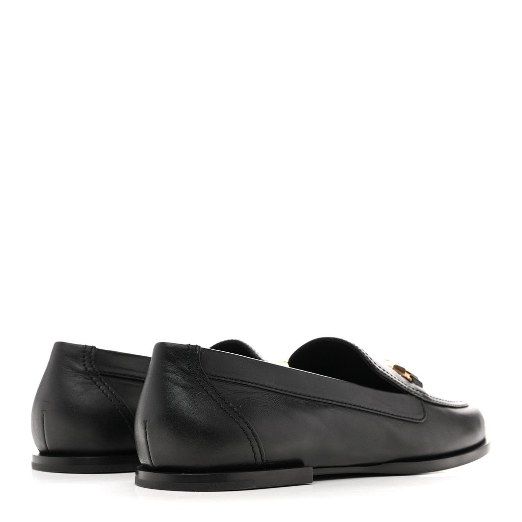 SHINY CALFSKIN METAL CC MOCASSIN LOAFERS BLACK