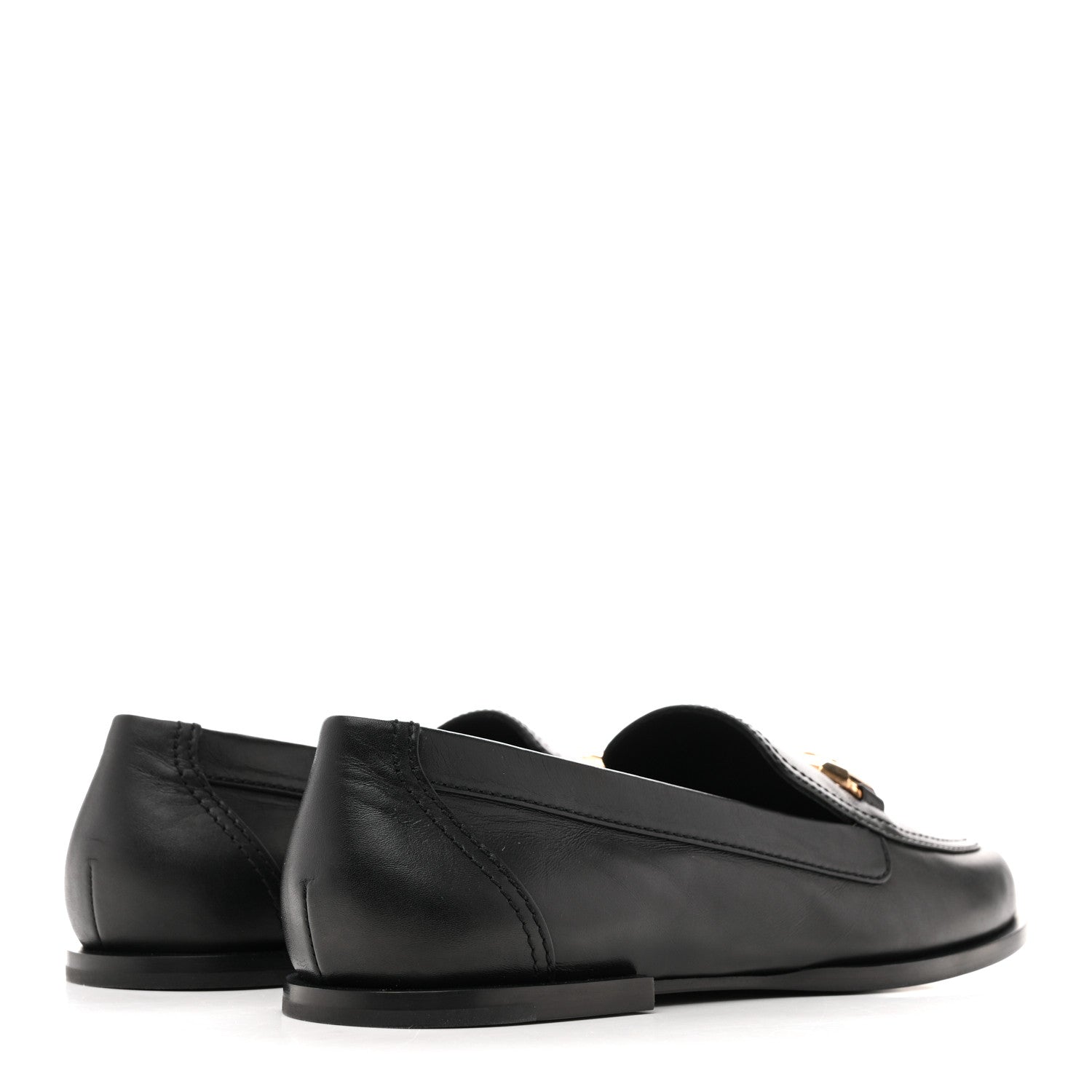 SHINY CALFSKIN METAL CC MOCASSIN LOAFERS BLACK