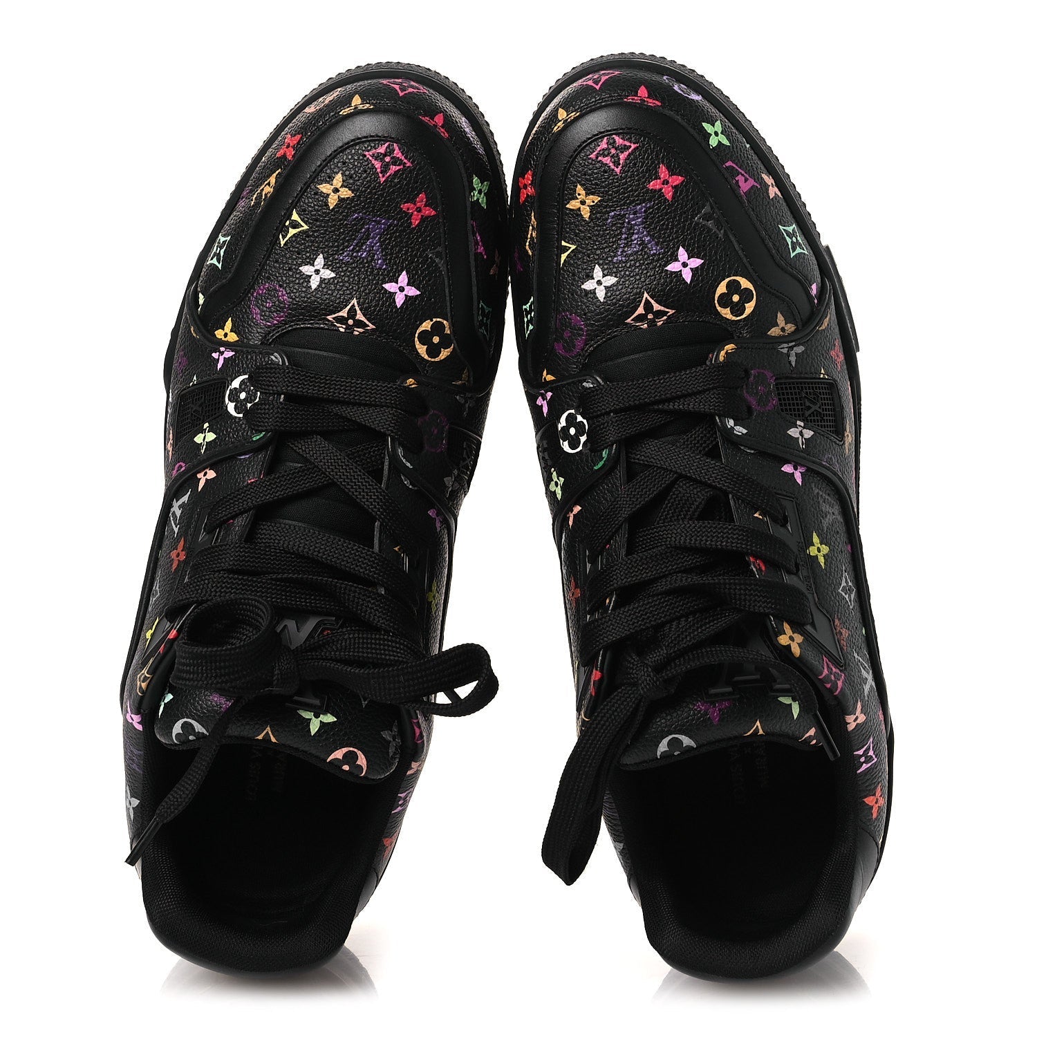 LV X TM CALFSKIN MONOGRAM MULTICOLOR WOMENS LV TRAINER SNEAKERS BLACK