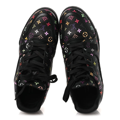 LV X TM CALFSKIN MONOGRAM MULTICOLOR WOMENS LV TRAINER SNEAKERS BLACK