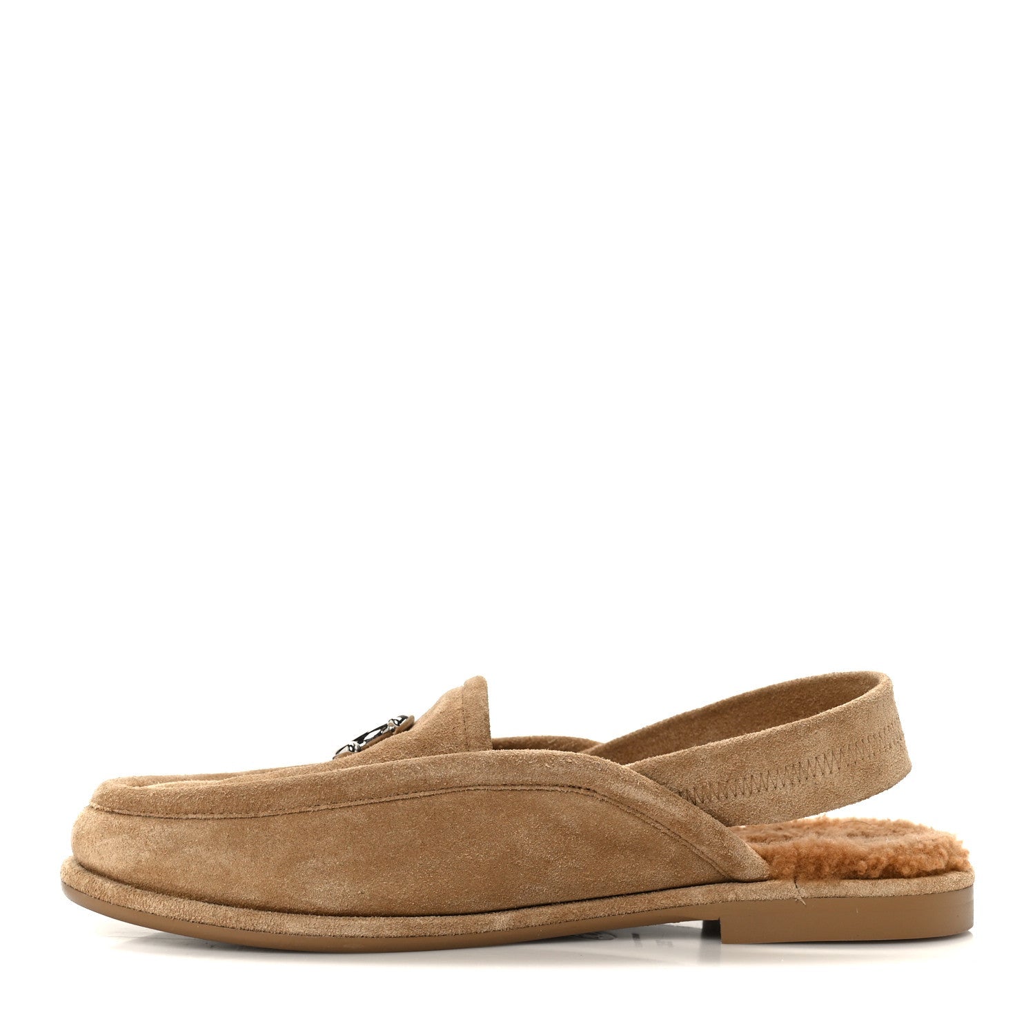 SUEDE CALFSKIN CC SLINGBACK LOAFERS DARK BEIGE