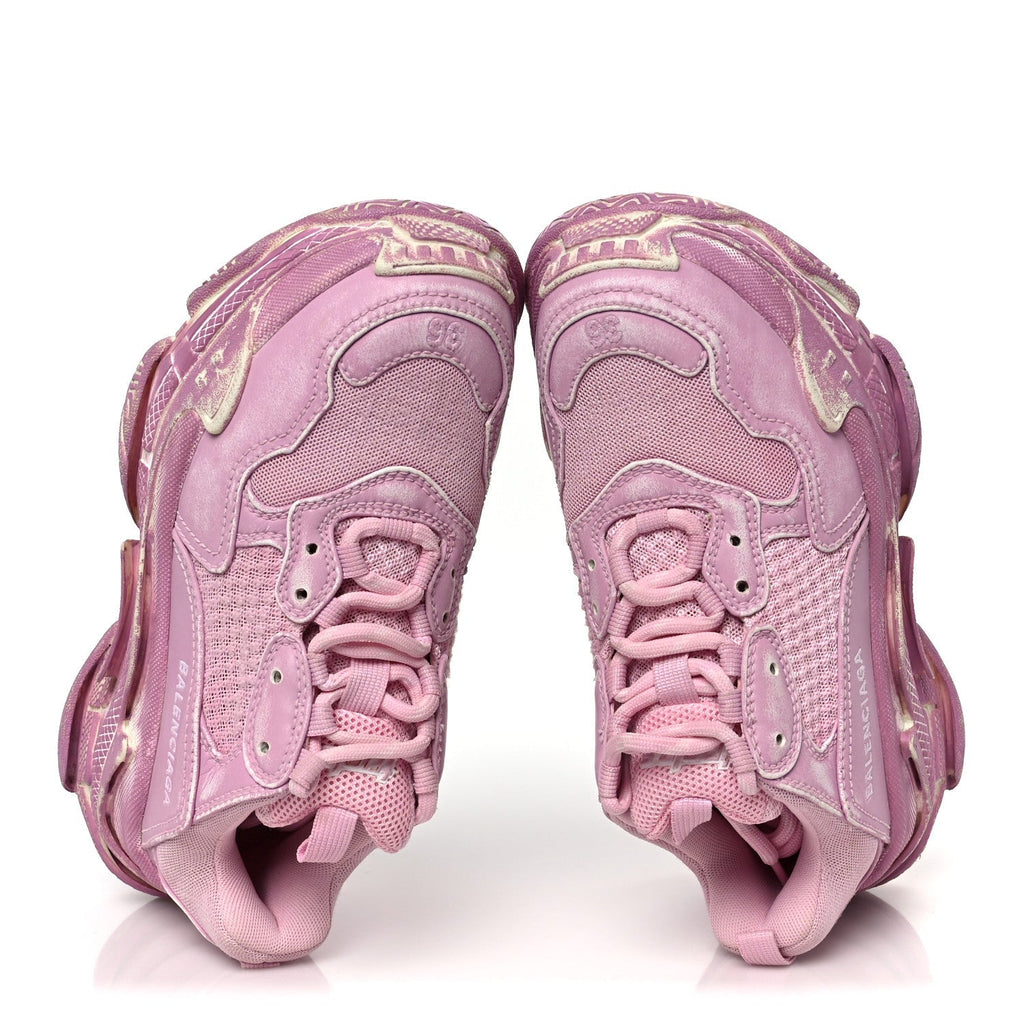 FABRIC MESH DISTRESSED WOMENS TRIPLE S SNEAKERS PINK