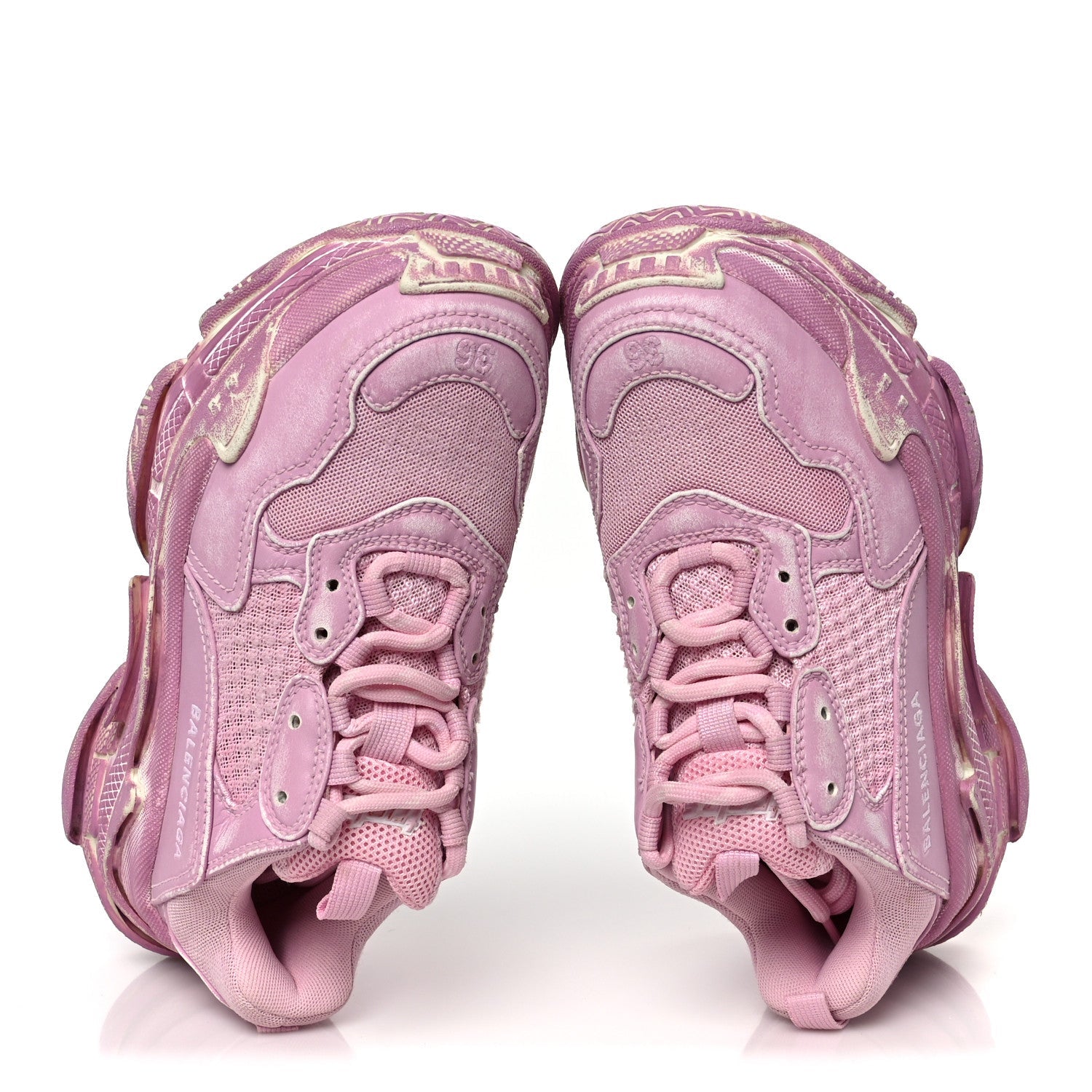 FABRIC MESH DISTRESSED WOMENS TRIPLE S SNEAKERS PINK