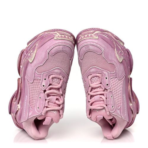 FABRIC MESH DISTRESSED WOMENS TRIPLE S SNEAKERS PINK