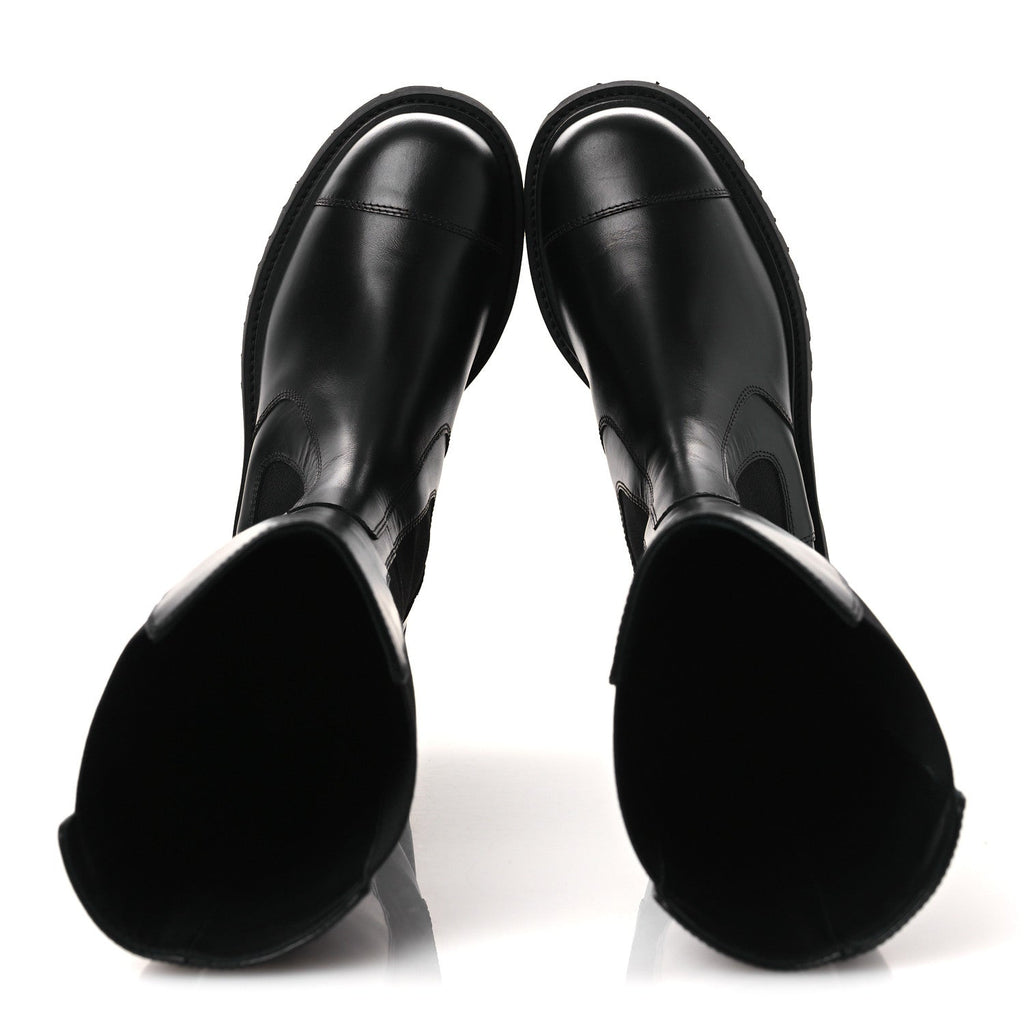 CALFSKIN CAP TOE CC TALL BOOTS BLACK