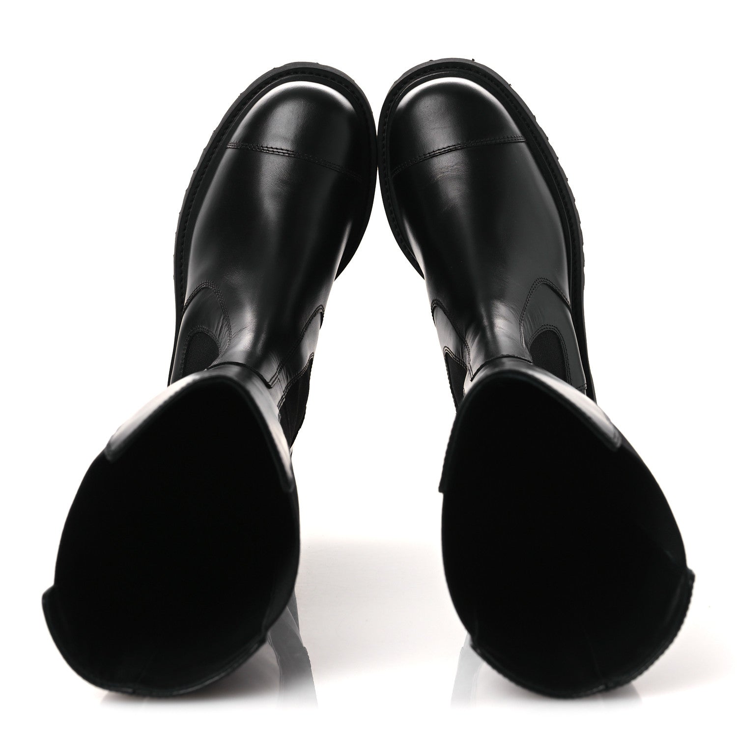 CALFSKIN CAP TOE CC TALL BOOTS BLACK