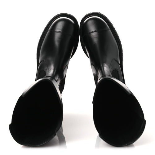 CALFSKIN CAP TOE CC TALL BOOTS BLACK