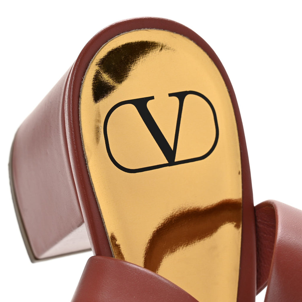 CALFSKIN ONE STUD ANKLE STRAP 60MM SANDALS GINGERBREAD