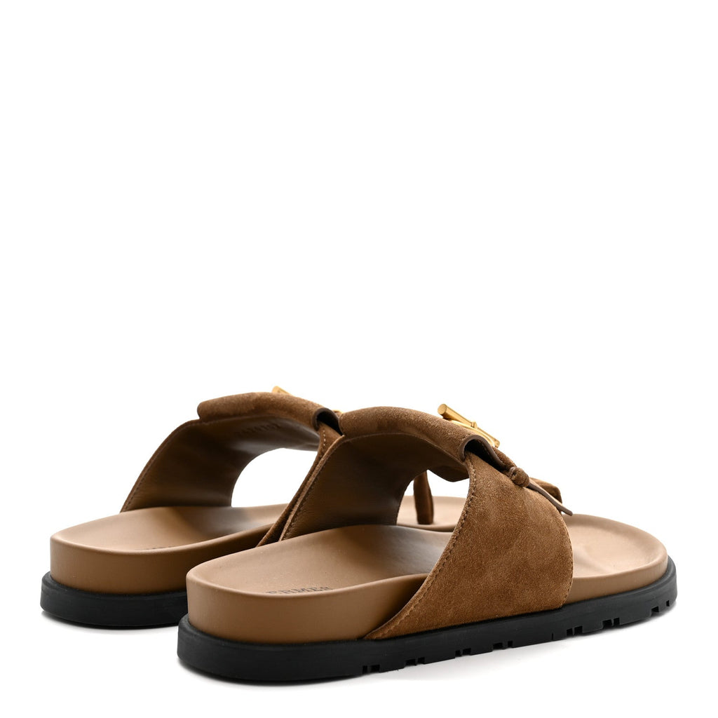 SUEDE GOATSKIN WOMENS JOYCE SANDALS BRUN FUME