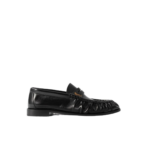 Saint Laurent Pointed-Toe Leather Loafers - Black