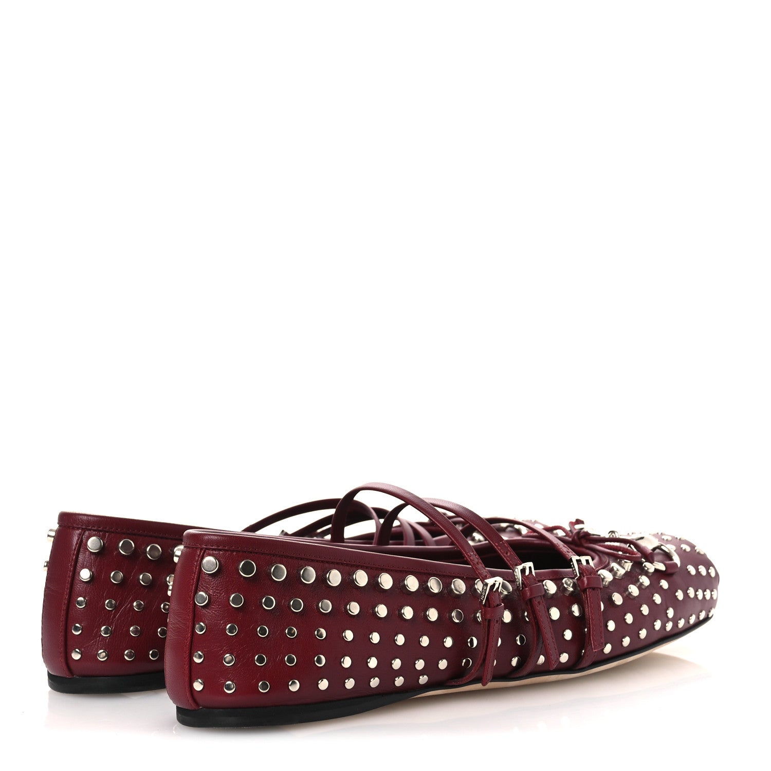 NAPPA CARMAQUE STUDDED HORSEBIT BALLET FLATS ROSSO ANCORA