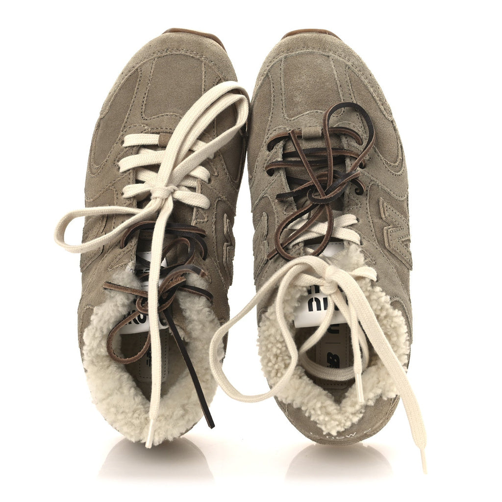 X NEW BALANCE SUEDE SHEARLING 530 SL SNEAKERS BLEACHED ECRU