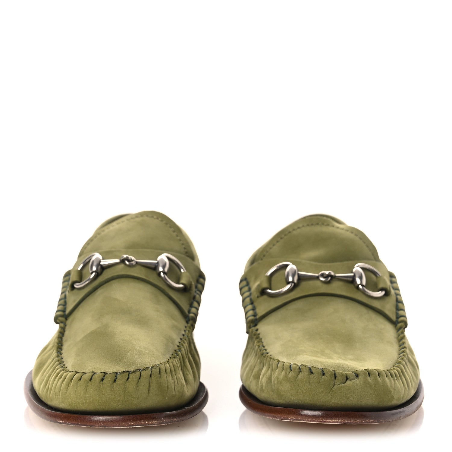 NUBUCK WOMENS HORSEBIT LOAFERS HERBS LIGHT GREEN
