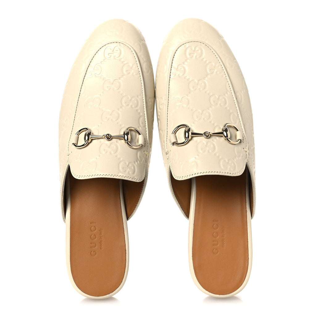 GLAMOUR CALFSKIN GUCCISSIMA WOMENS PRINCETOWN SLIPPERS NEW IVOIRE