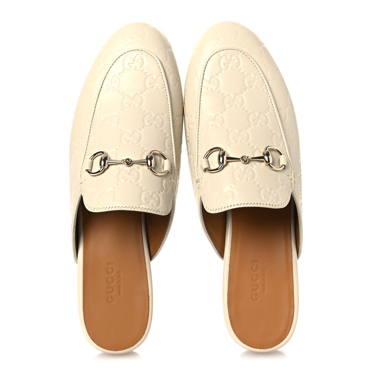 GLAMOUR CALFSKIN GUCCISSIMA WOMENS PRINCETOWN SLIPPERS NEW IVOIRE